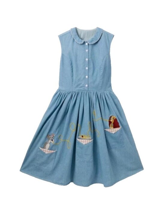 Disney Dresses & Skirts - Disney Store Lady and the Tramp Chambray Dress Size Large Lined Pockets